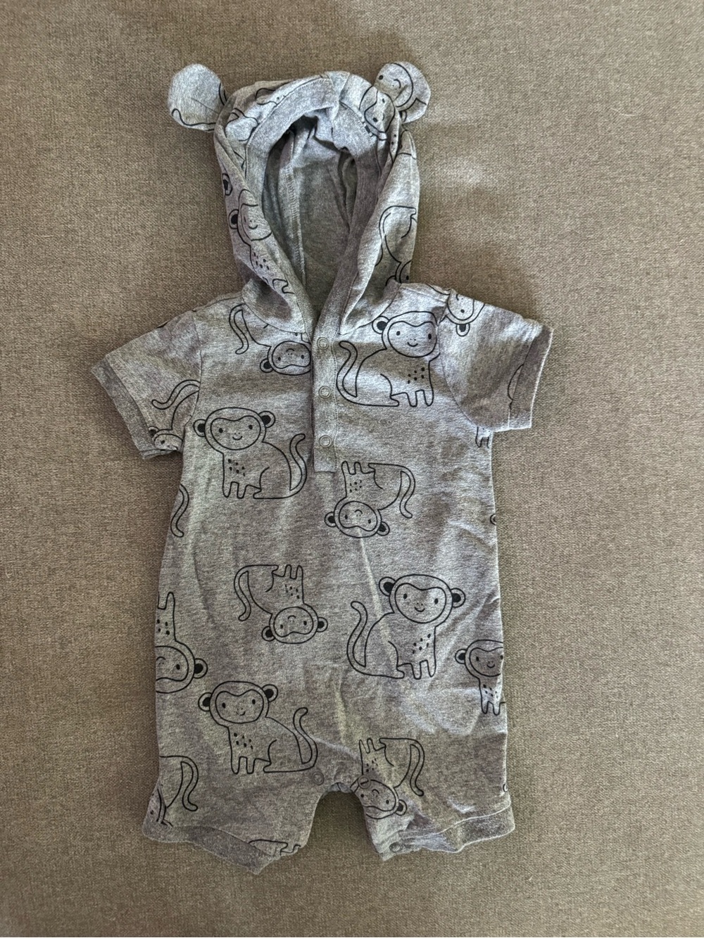 Carter’s Just One You Gray Monkey Hooded Romper with Ears 6 Months